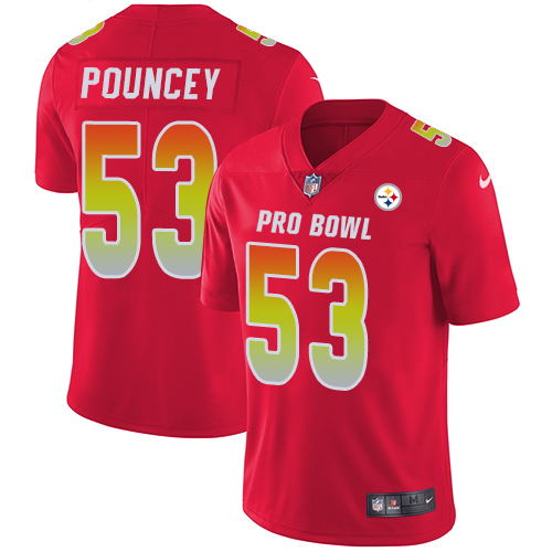 Nike Steelers #53 Maurkice Pouncey Red Men's Stitched NFL Limited AFC 2018 Pro Bowl Jersey - Click Image to Close